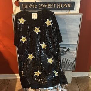 Black sequence mini dress fully lined size m. Brand new never worn.